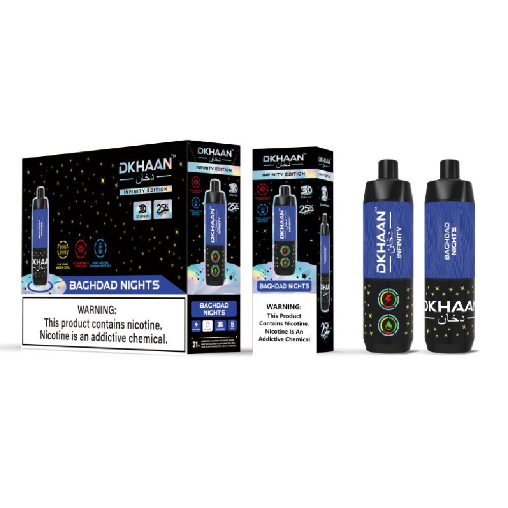 Dkhaan Infinity 25k Disposable - Baghdad Nights with packaging