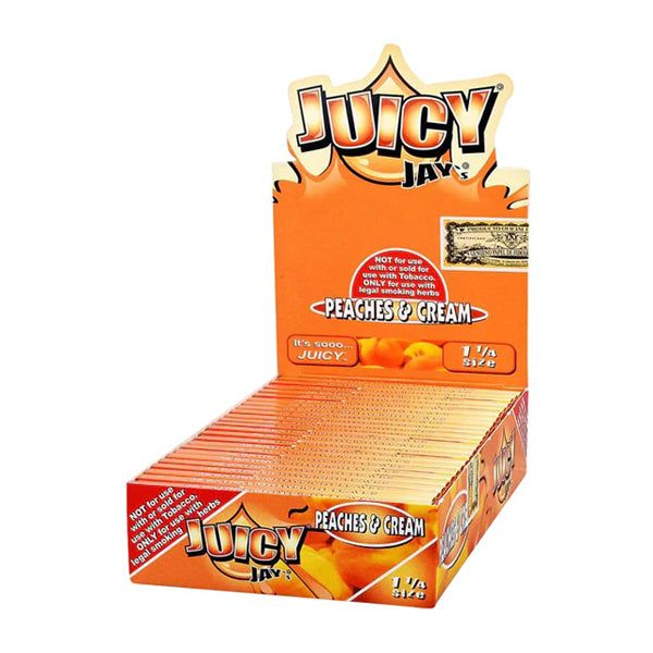 Juicy Jay’s Rolling Papers peaches and cream packaging