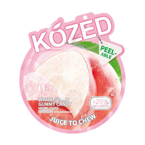 Kozed Peelable Gummy Candy packaging white peach