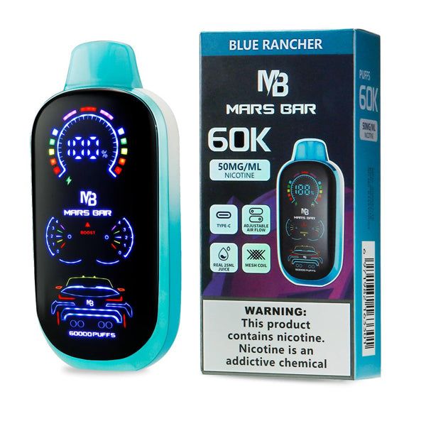 Mars Bar 60k Disposable blue rancher with packaging
