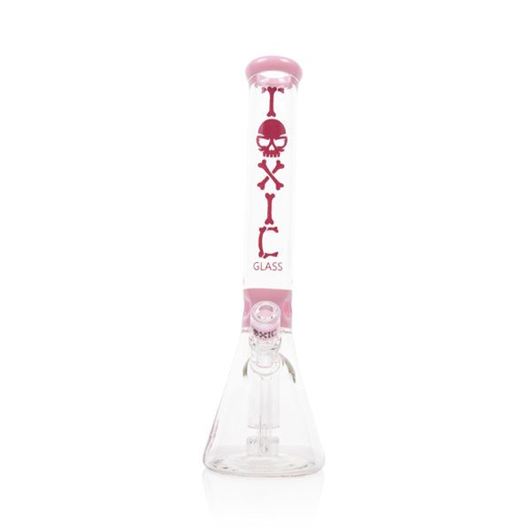 MKGlass TX13 Toxic Skull Beaker 15″ Water Pipe pink