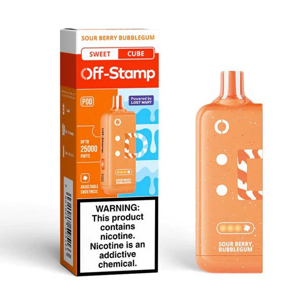 Off Stamp X Cube 25K Disposable (Disposable + Replacement Pods) sour berry bubblegum with packaging