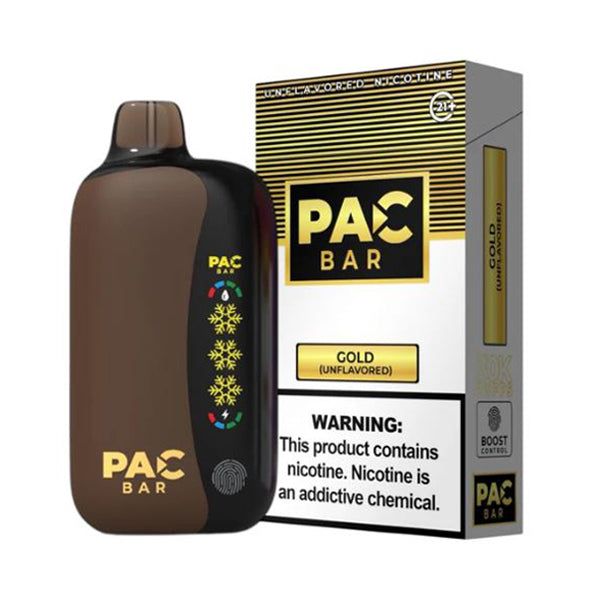 Pac Bar 30k Disposable unflavored gold with packaging