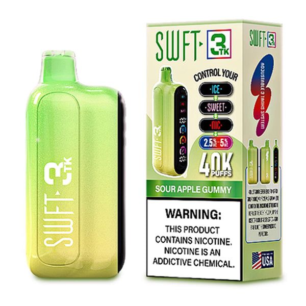 SWFT 3TK Nic + Sweet + Ice Control 40k Disposable sour apple gummy with packaging