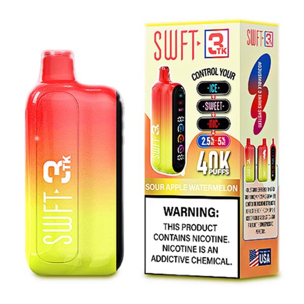 SWFT 3TK Nic + Sweet + Ice Control 40k Disposable sour apple watermelon with packaging