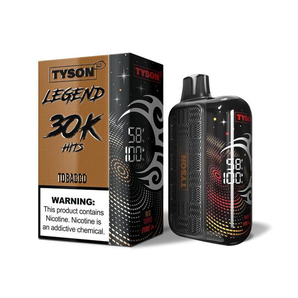 Tyson 2.0 Legend 30K Disposable Tobacco with packaging