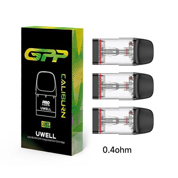 Uwell Caliburn GPP Replacement Pods (3-Pack) 0.4ohm with packaging