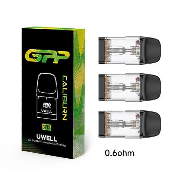 Uwell Caliburn GPP Replacement Pods (3-Pack) 0.6ohm with packaging