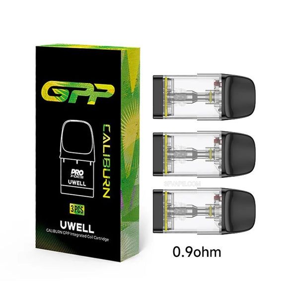 Uwell Caliburn GPP Replacement Pods (3-Pack) 0.9ohm with packaging