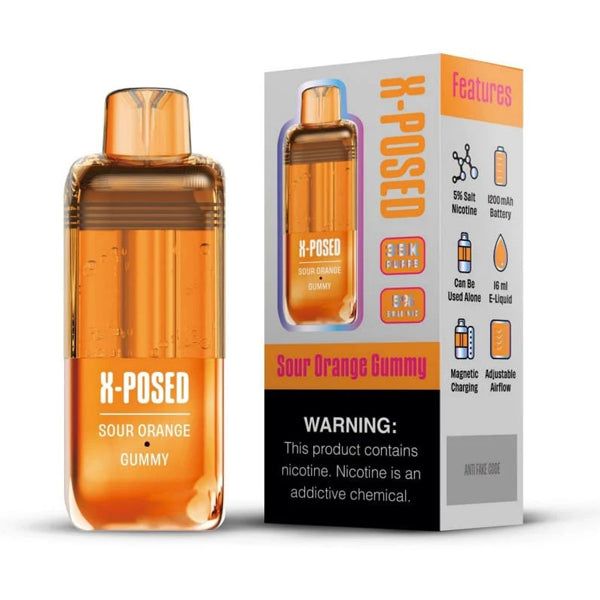 X-Posed 35K Disposable Replacement Pods sour orange gummy with packaging