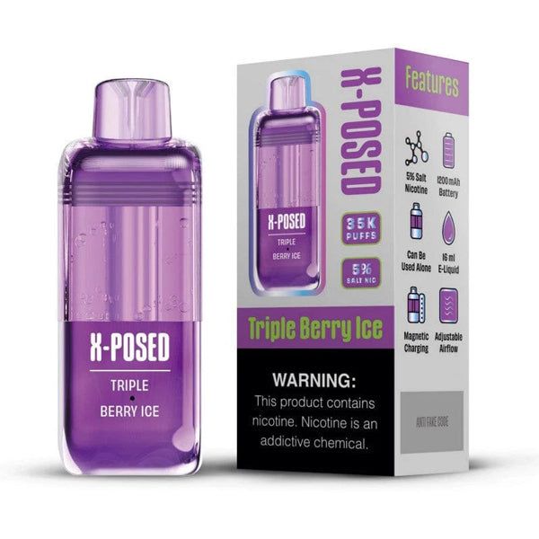 X-Posed 35K Disposable Replacement Pods triple berry ice with packaging
