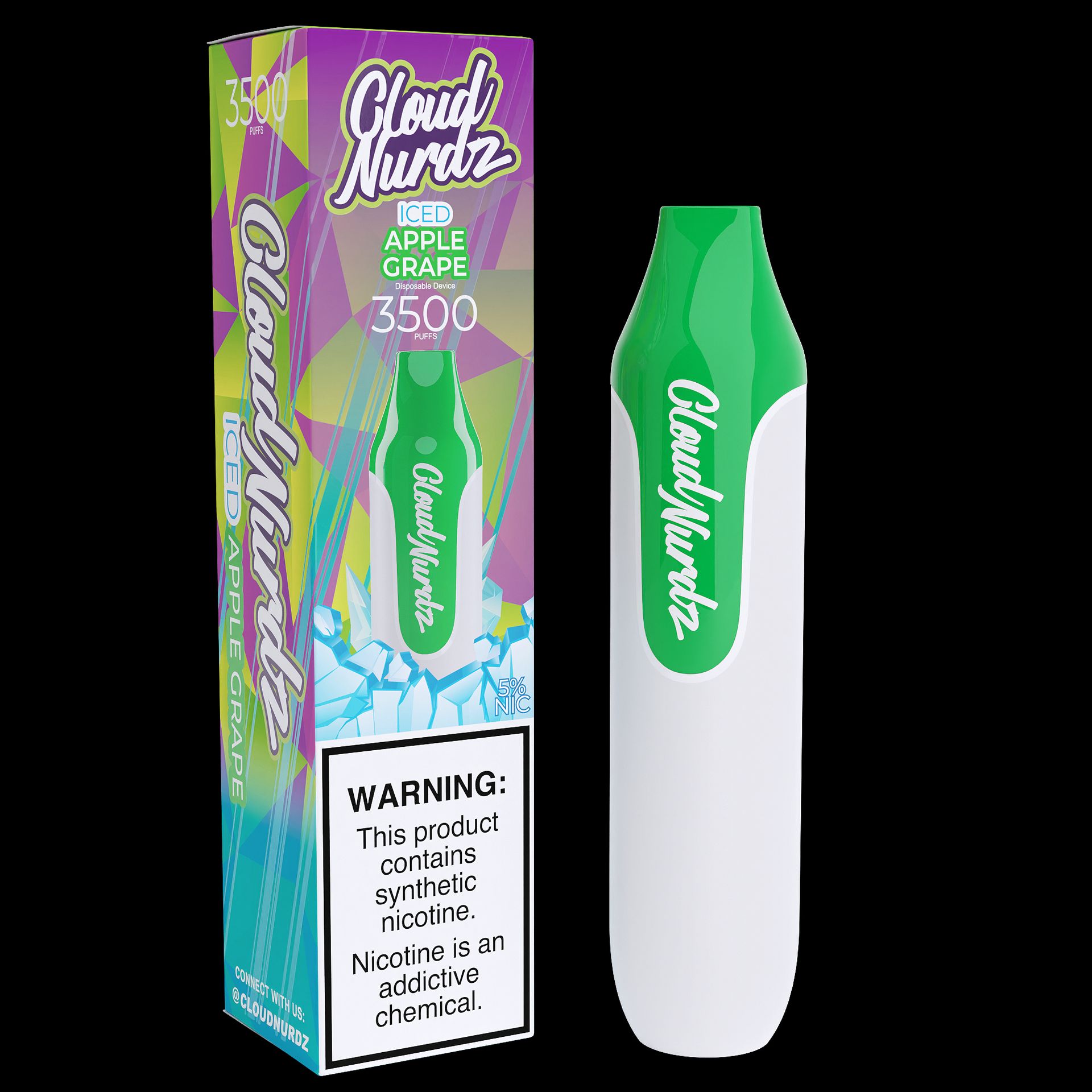 Cloud Nurdz Disposable Series | 10ml | 3500 Puffs Apple Grape Iced with Packaging