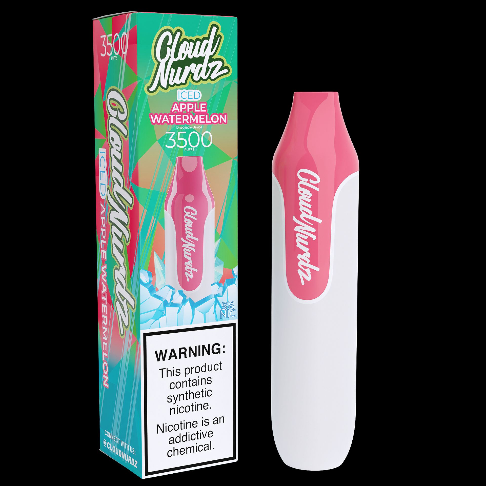 Cloud Nurdz Disposable Series | 10ml | 3500 Puffs Iced Apple Watermelon with Packaging