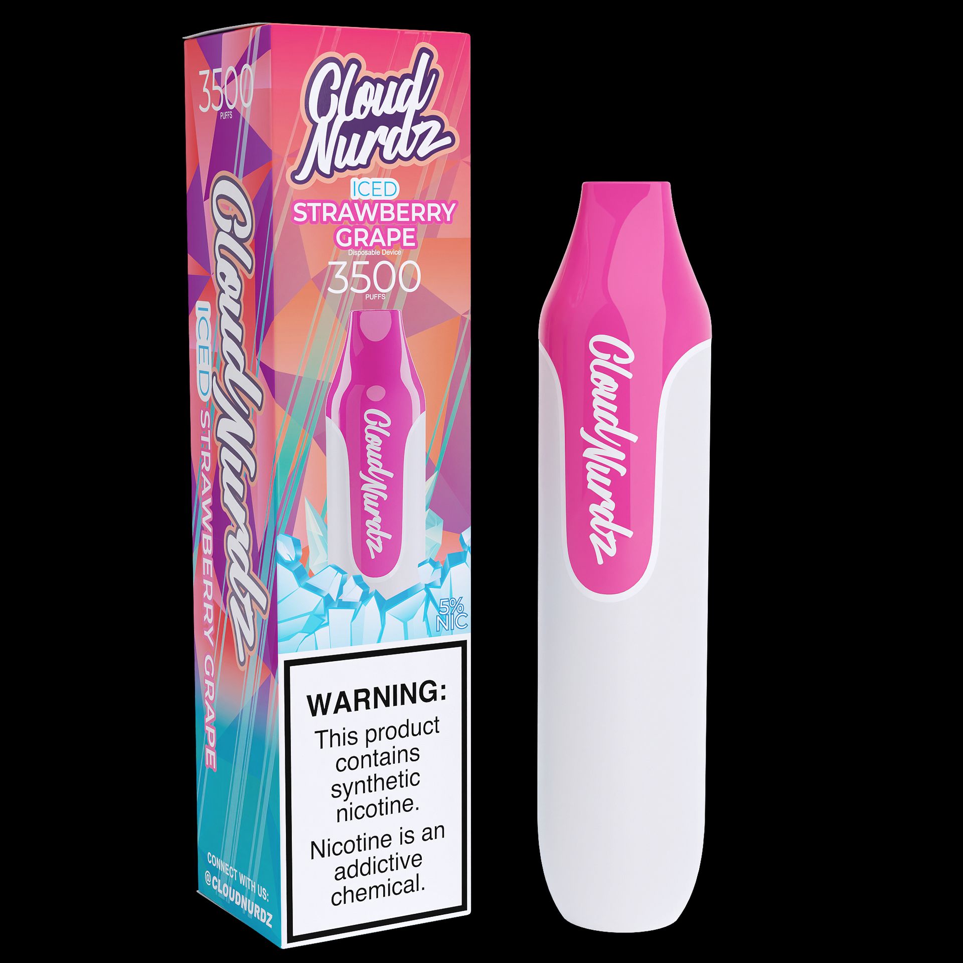 Cloud Nurdz Disposable Series | 10ml | 3500 Puffs Strawberry Grape iced with Packaging
