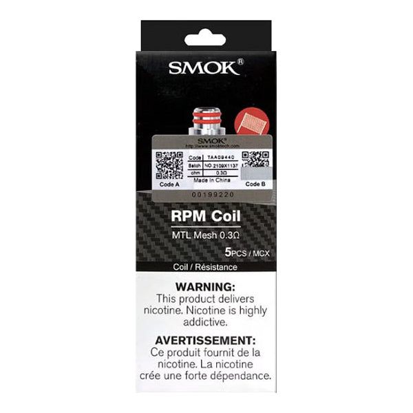 SMOK RPM Coils MTL 0.3ohm (5-Pack) with packaging