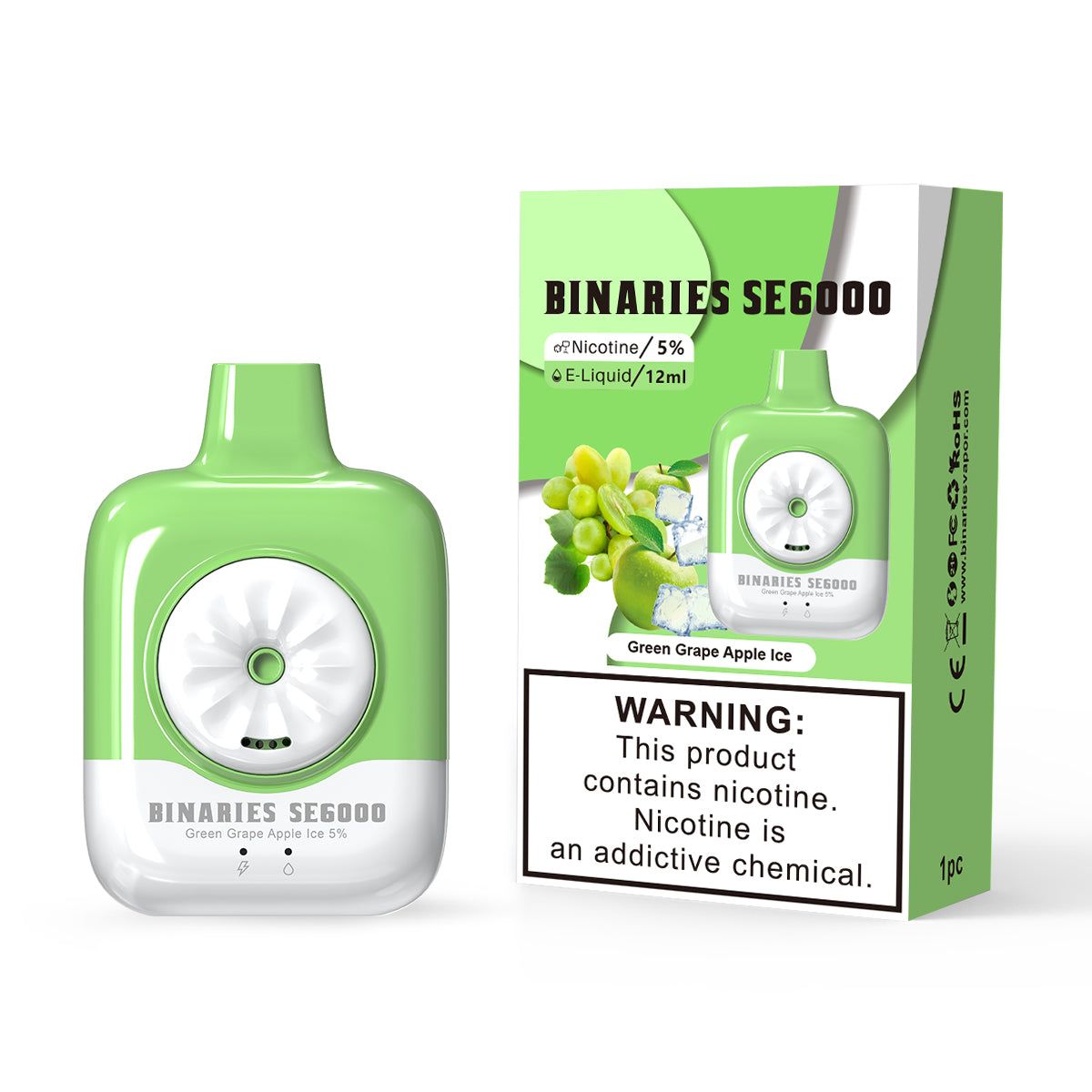 HorizonTech – Binaries Cabin Disposable SE | 6000 Puffs | 12mL | 50mg Green Grape Apple Ice