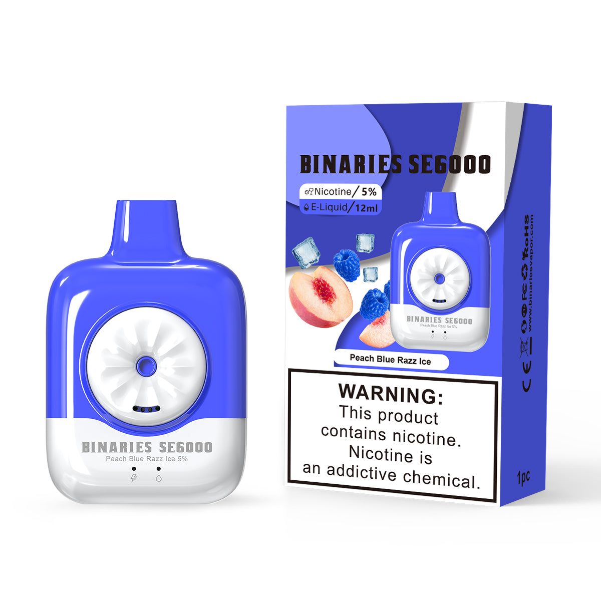 HorizonTech – Binaries Cabin Disposable SE | 6000 Puffs | 12mL | 50mg Peach Blue Razz Ice