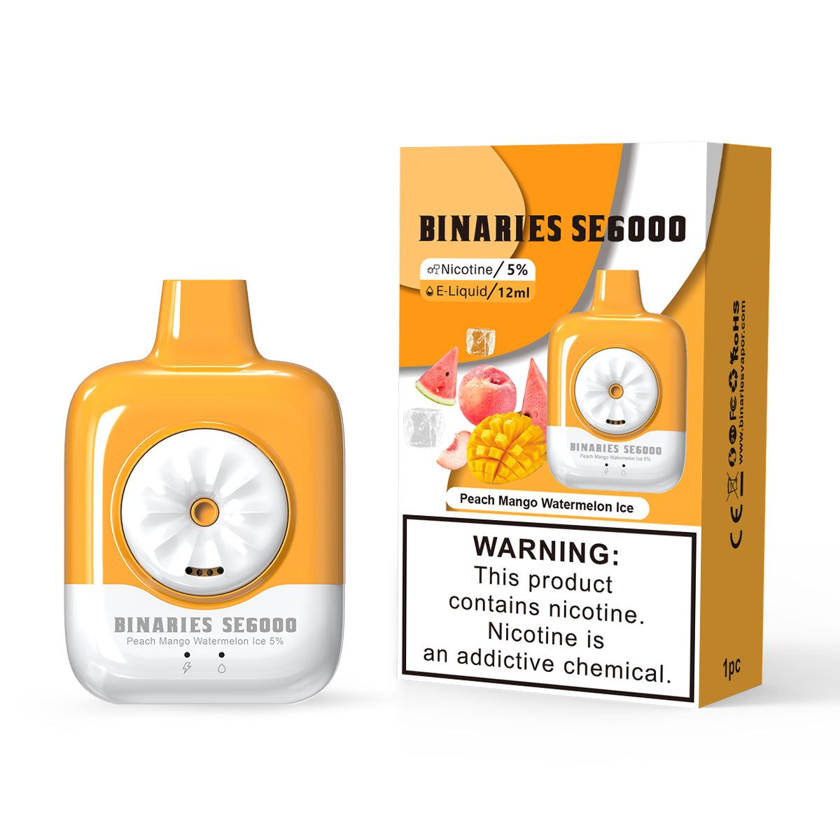 HorizonTech – Binaries Cabin Disposable SE | 6000 Puffs | 12mL | 50mg Peach Mango Watermelon Ice
