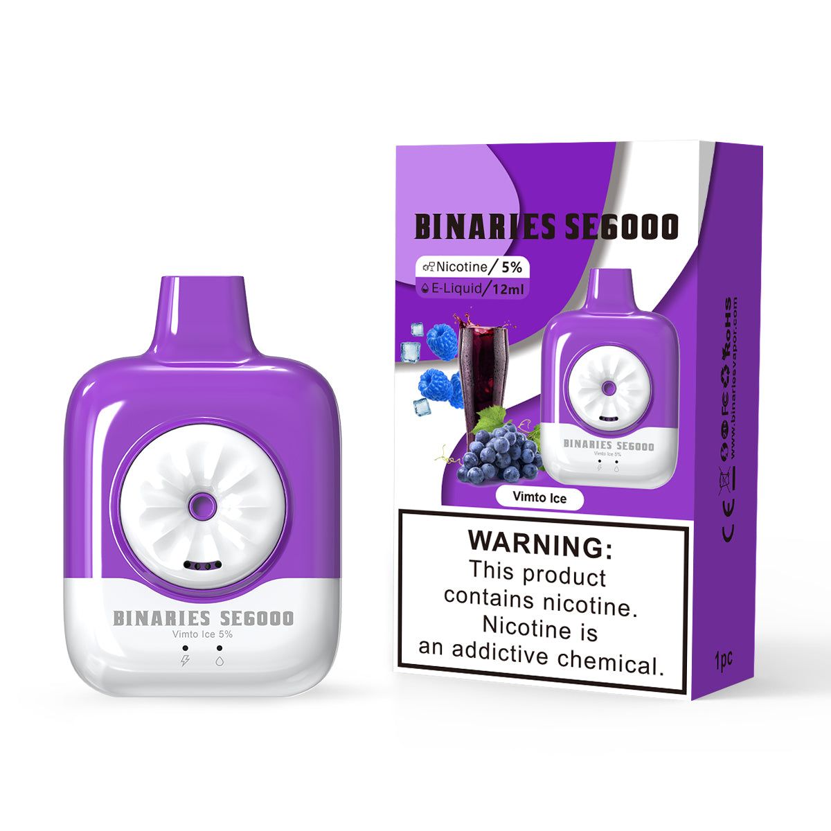 HorizonTech – Binaries Cabin Disposable SE | 6000 Puffs | 12mL | 50mg Vimto Ice