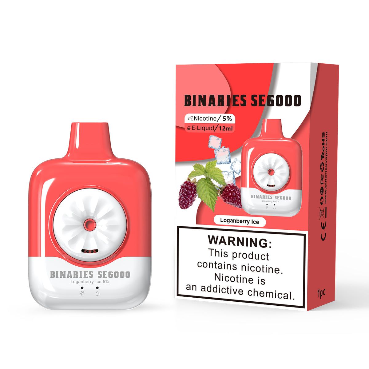 HorizonTech – Binaries Cabin Disposable SE | 6000 Puffs | 12mL | 50mg Loganberry Ice