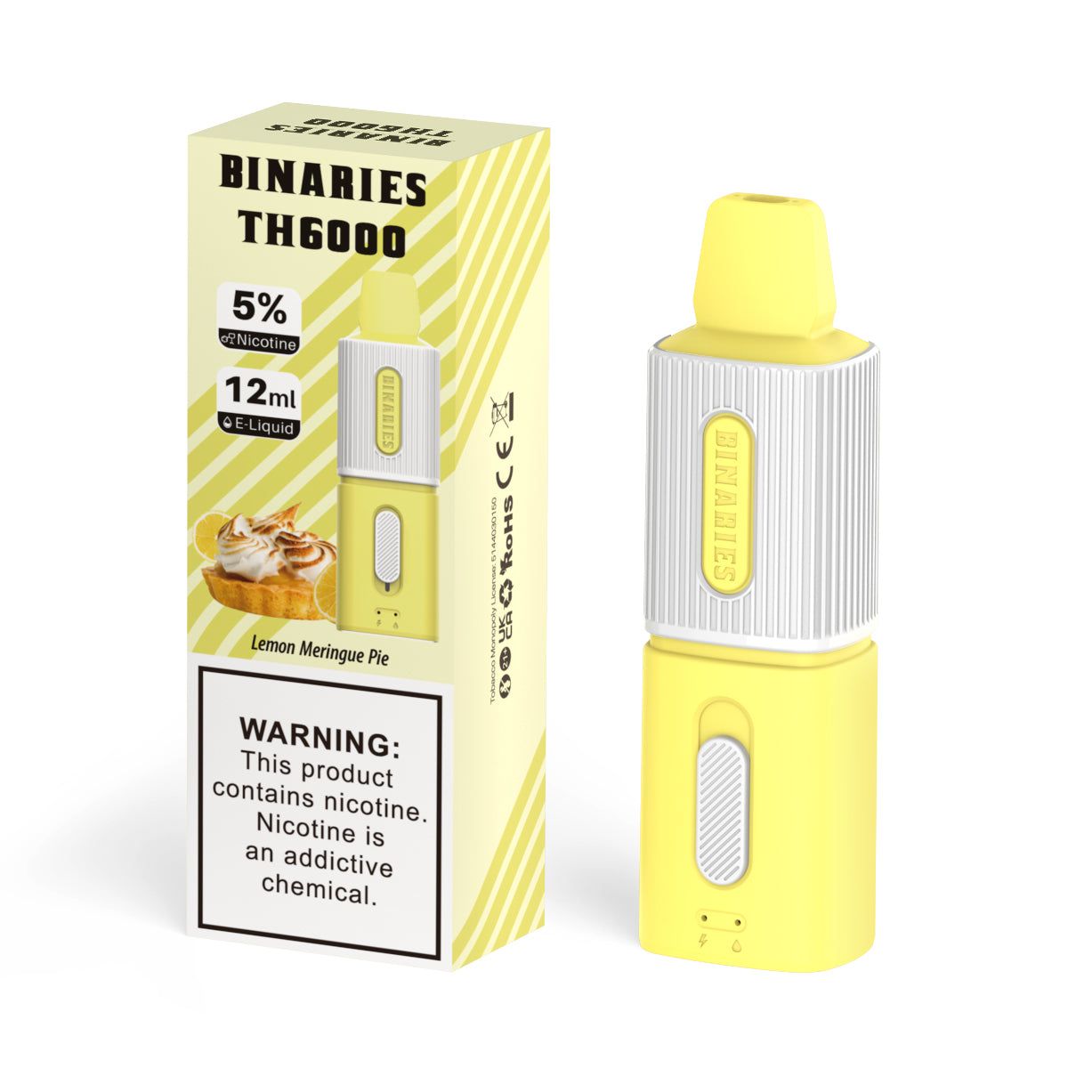 HorizonTech – Binaries Cabin Disposable TH | 6000 Puffs | 12mL | 50mg Lemon Meringue Pie with Packaging