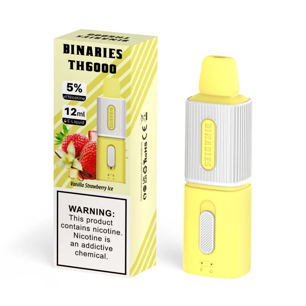 HorizonTech – Binaries Cabin Disposable TH | 6000 Puffs | 12mL | 50mg Vanilla Strawberry Ice with Packaging