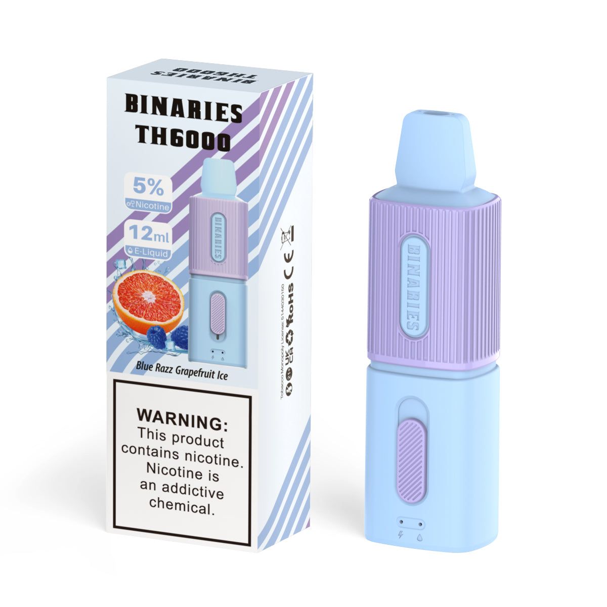 HorizonTech – Binaries Cabin Disposable TH | 6000 Puffs | 12mL | 50mg Blue Razz Grapefruit Ice with Packaging