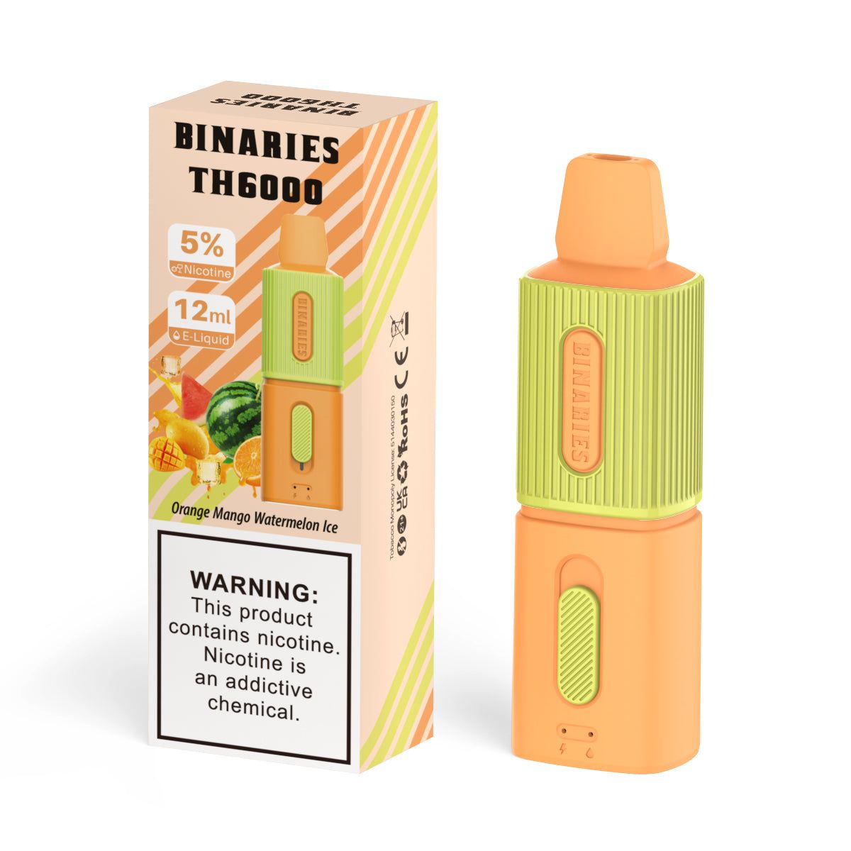 HorizonTech – Binaries Cabin Disposable TH | 6000 Puffs | 12mL | 50mg Orange Mango Watermelon Ice with Packaging