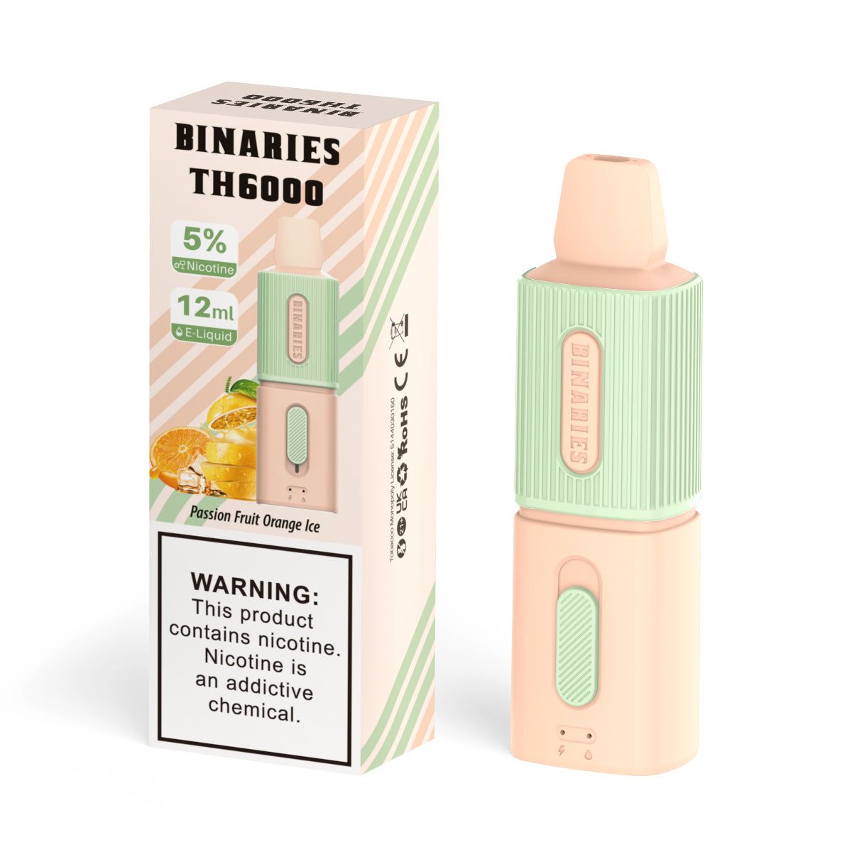HorizonTech – Binaries Cabin Disposable TH | 6000 Puffs | 12mL | 50mg Passion Fruit Orange Ice with Packaging