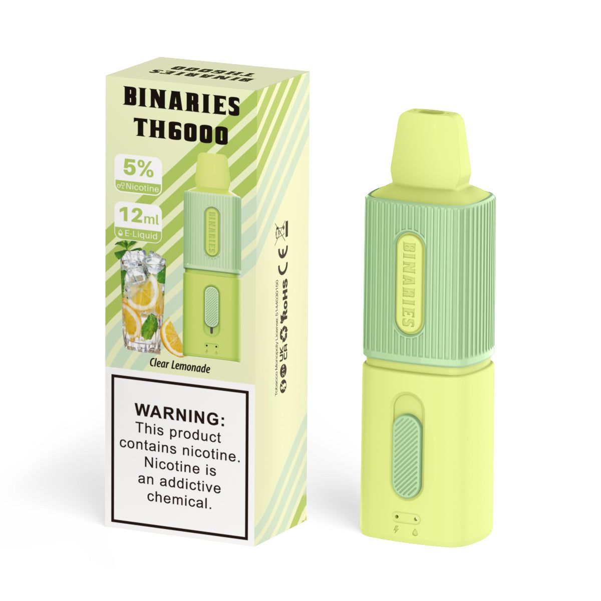 HorizonTech – Binaries Cabin Disposable TH | 6000 Puffs | 12mL | 50mg Clear Lemonade with Packaging