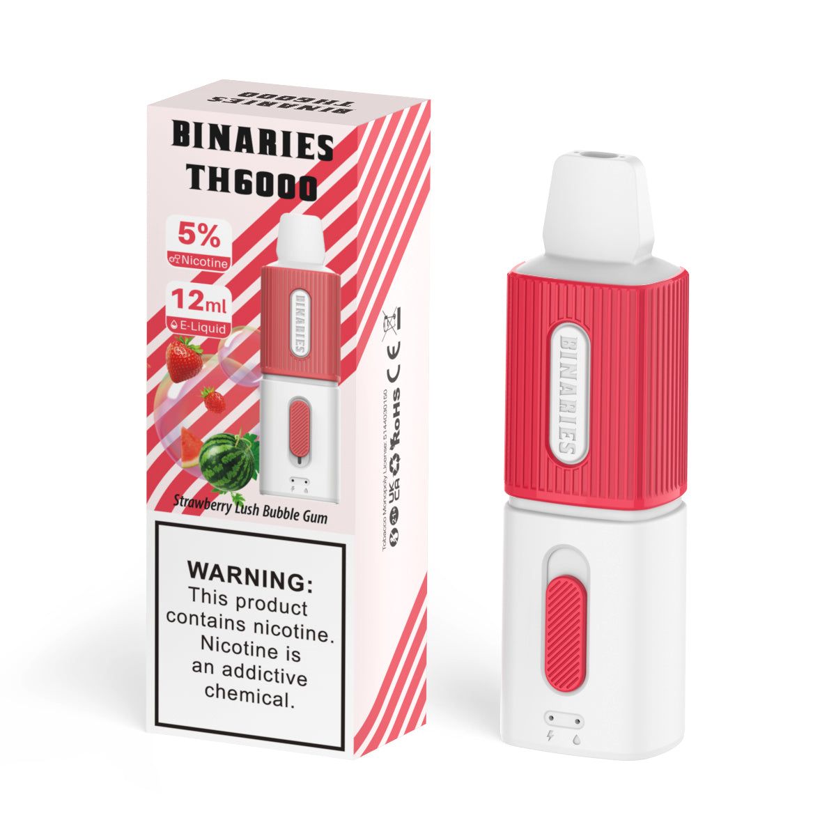 HorizonTech – Binaries Cabin Disposable TH | 6000 Puffs | 12mL | 50mg Strawberry Lush Bubble Gum with Packaging