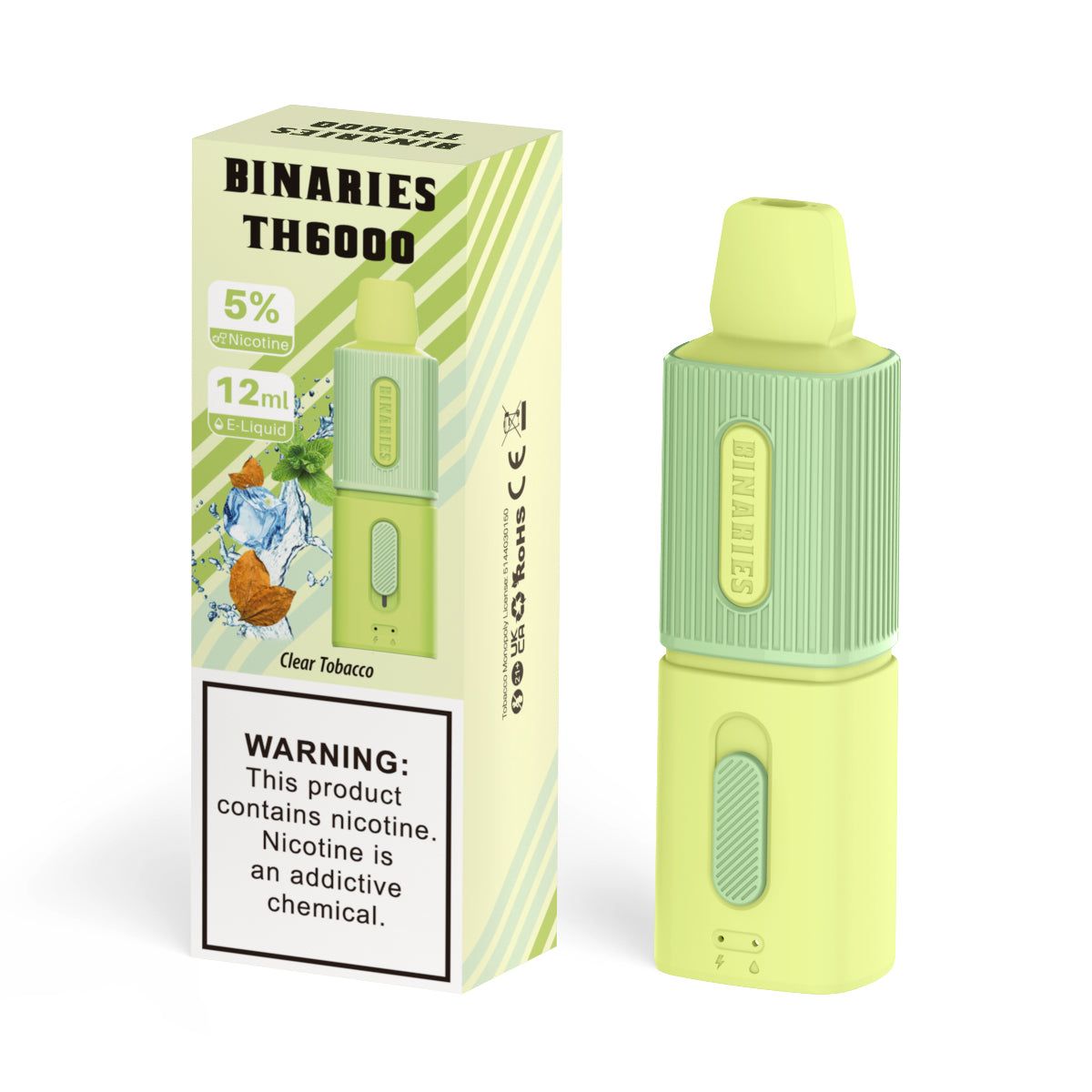 HorizonTech – Binaries Cabin Disposable TH | 6000 Puffs | 12mL | 50mg Clear Tobacco with Packaging