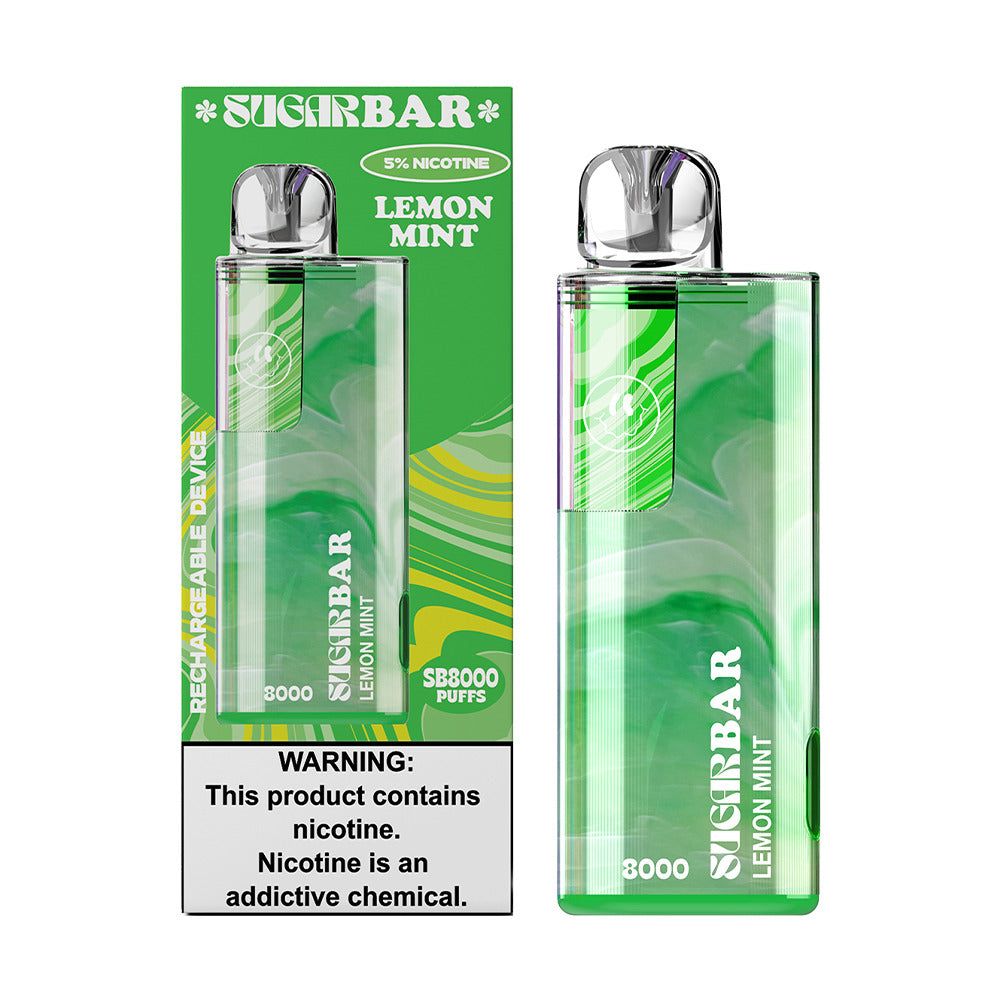 Sugarbar SB8000 Disposable 8000 Puffs 19mL 50mg lemon mint with packaging