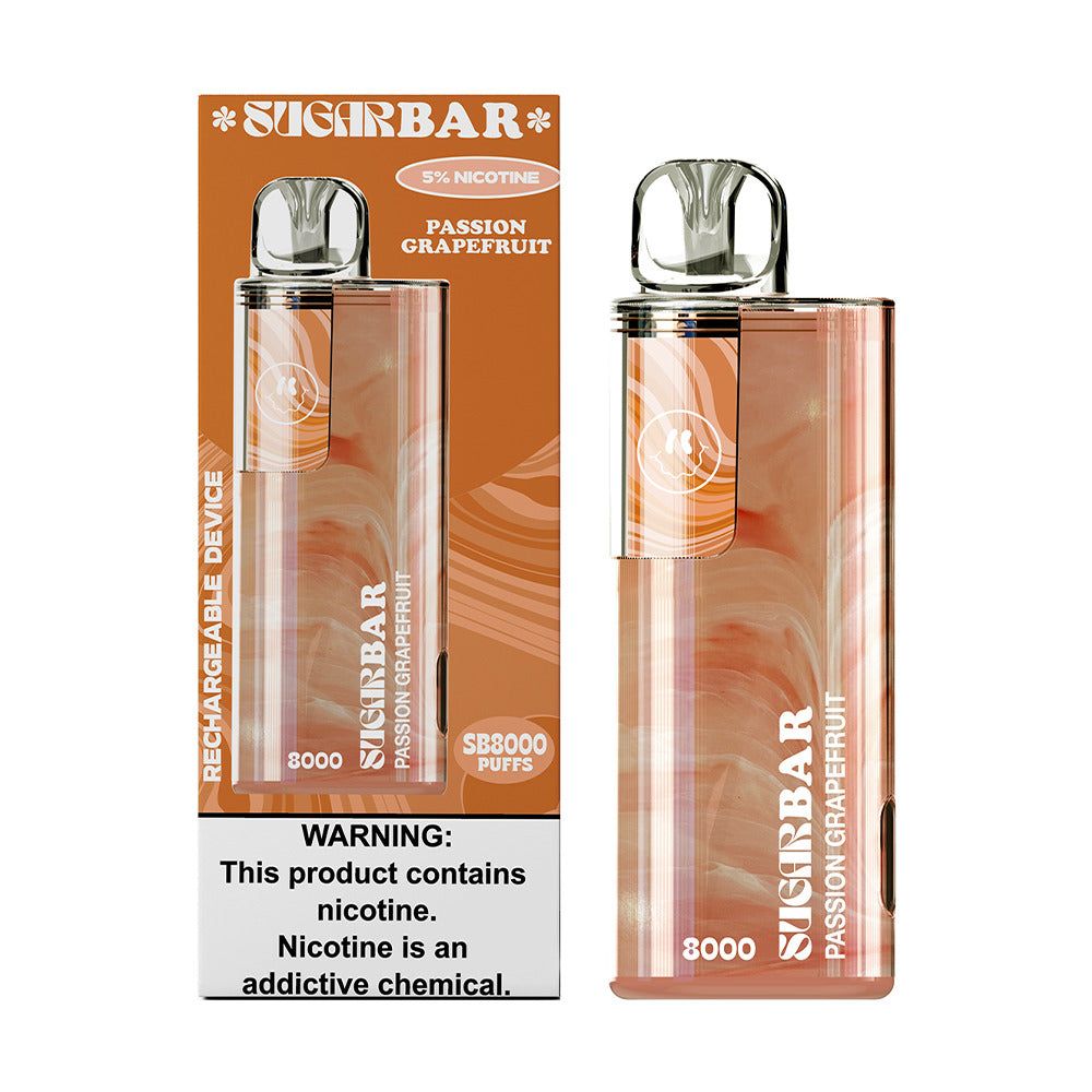 Sugarbar SB8000 Disposable 8000 Puffs 19mL 50mg passion grapefruit with packaging