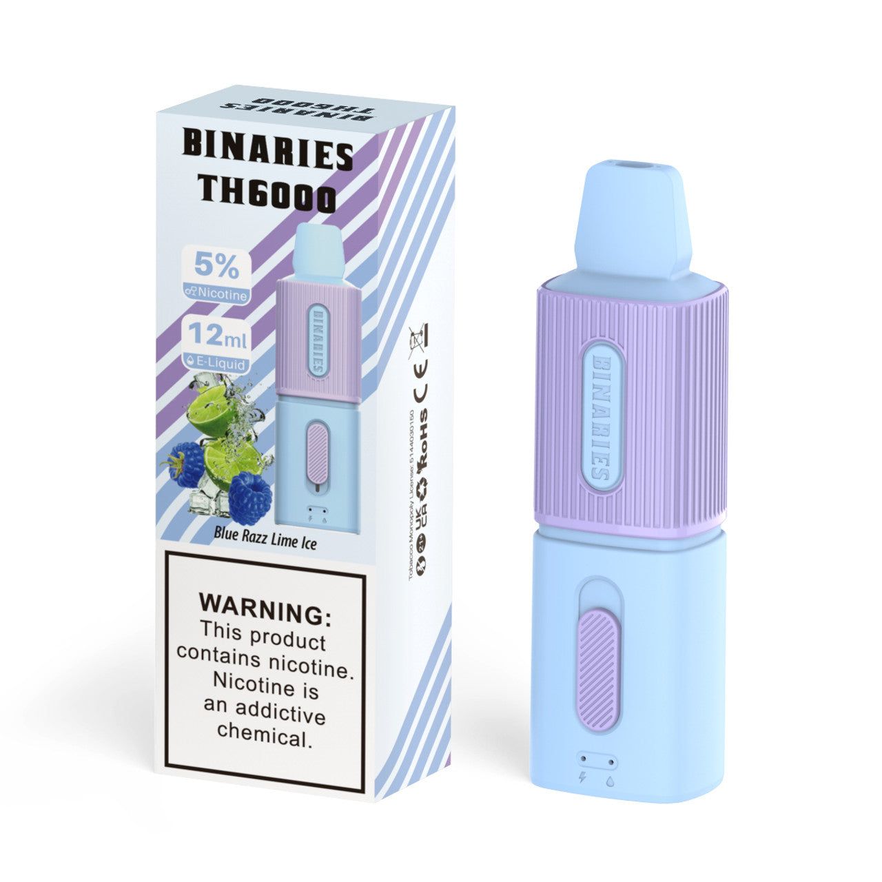 HorizonTech – Binaries Cabin Disposable TH | 6000 Puffs | 12mL | 50mg Blue Razz Lime Ice with Packaging