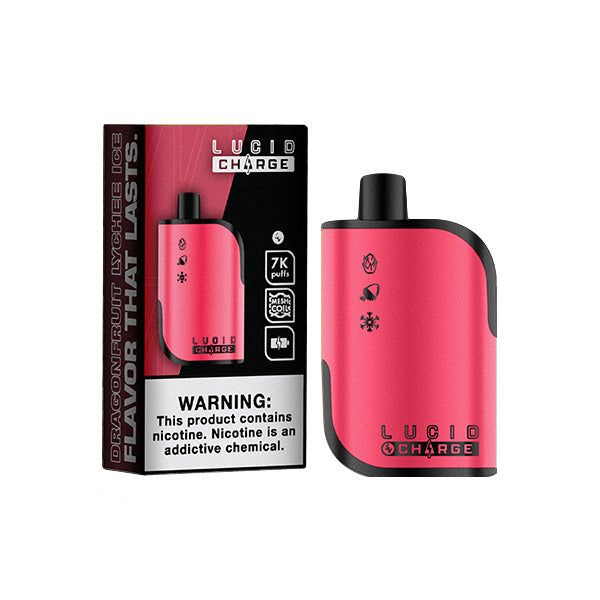 Lucid Charge Disposable | 7000 Puffs | 14mL | 5% Dragon Lychee Ice with Packaging