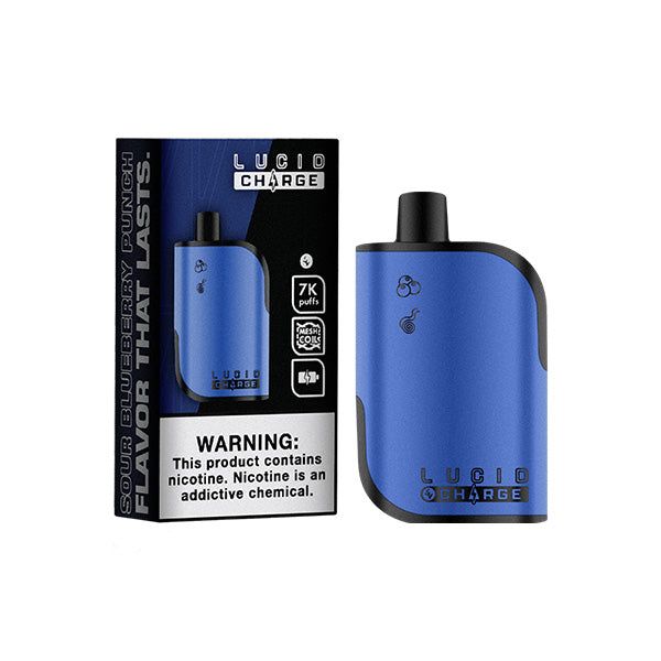 Lucid Charge Disposable | 7000 Puffs | 14mL | 5% Sour Blueberry Punch with Packaging