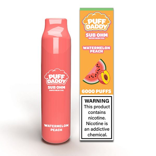 Puff Daddy Disposable | 6000 Puffs | 14mL Watermelon Peach with Packaging
