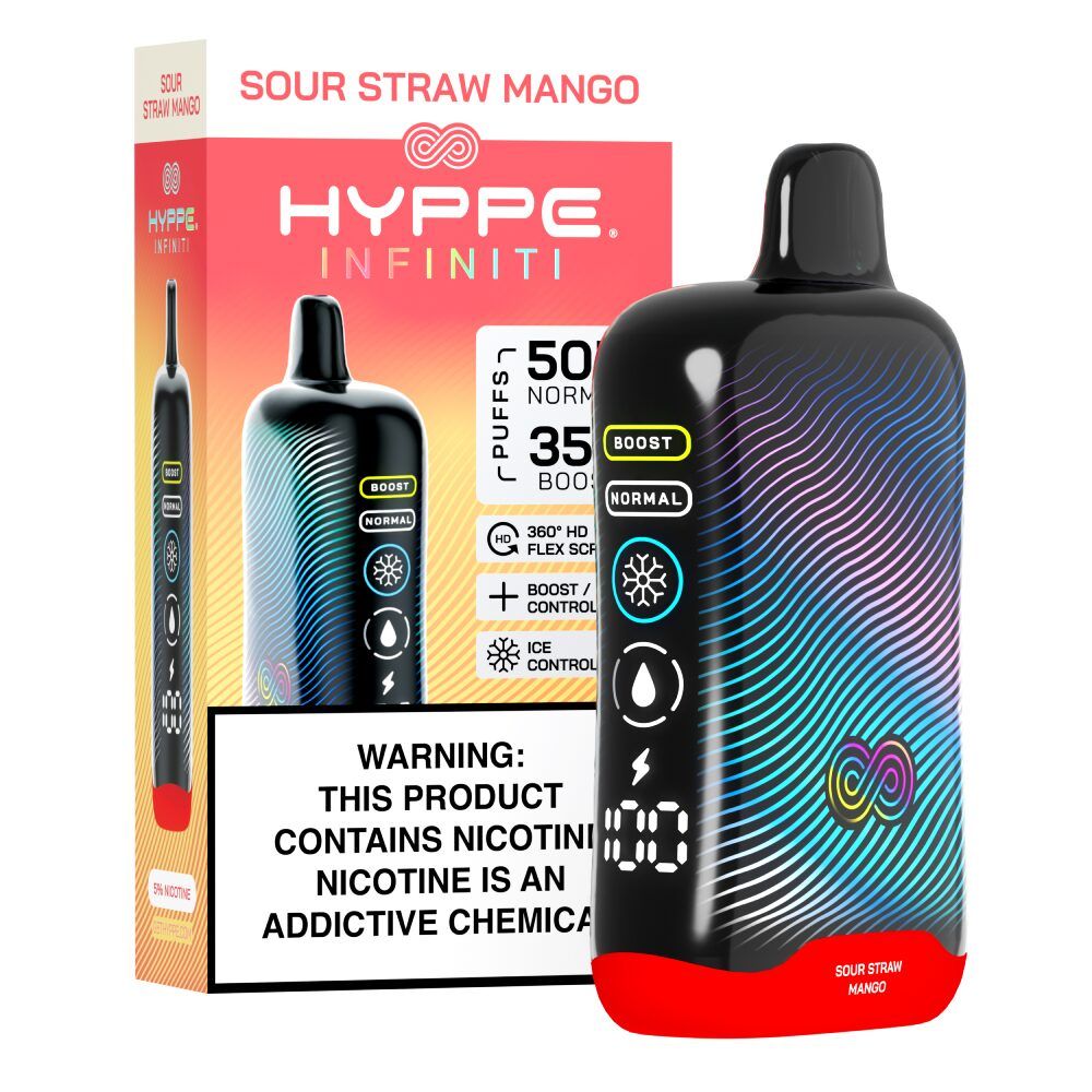 Hyppe Infiniti 50K Disposable sour straw mango with packaging