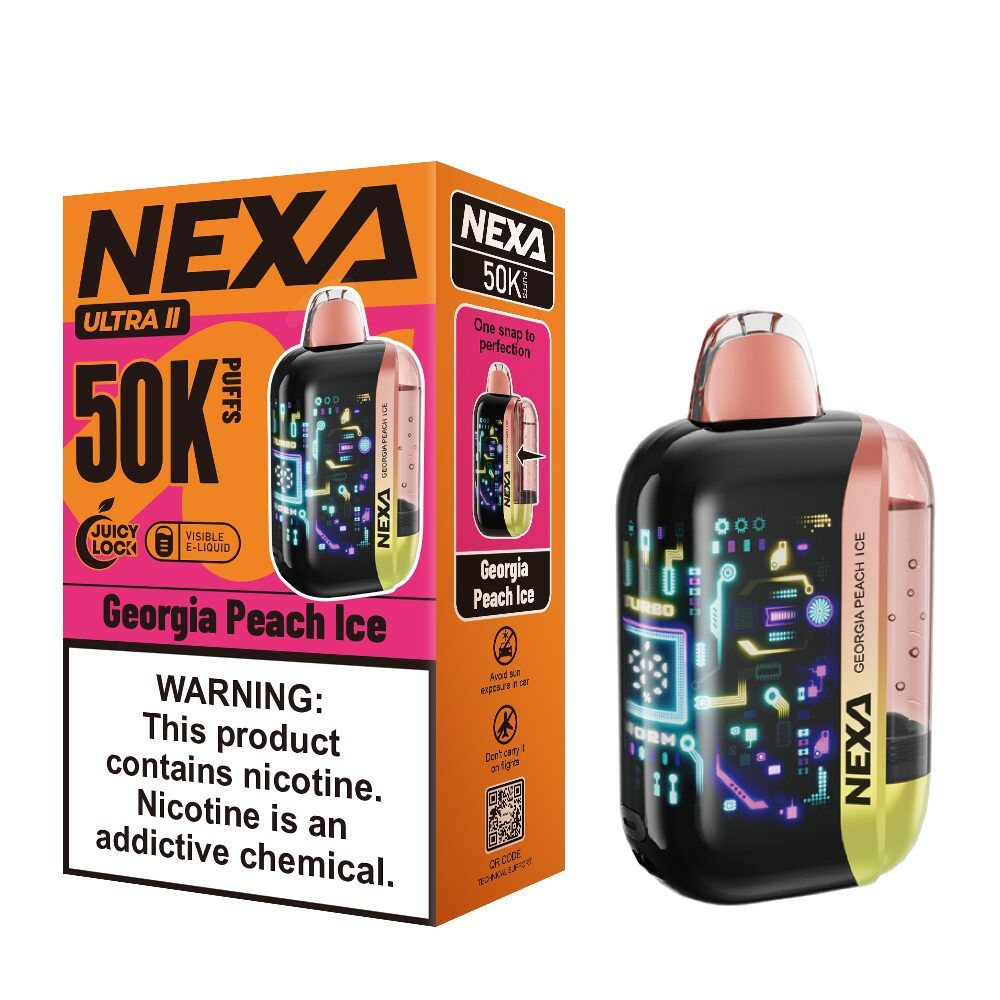 NEXA Ultra 2 50K Disposable georgia peach ice with packaging