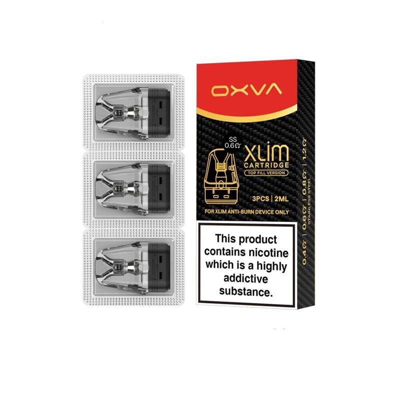 OXVA Xlim Version SS Replacement Pods (3-Pack) 0.6ohm with packaging