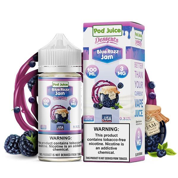 Blue Razz Jam by Pod Juice Series 100mL with Packaging