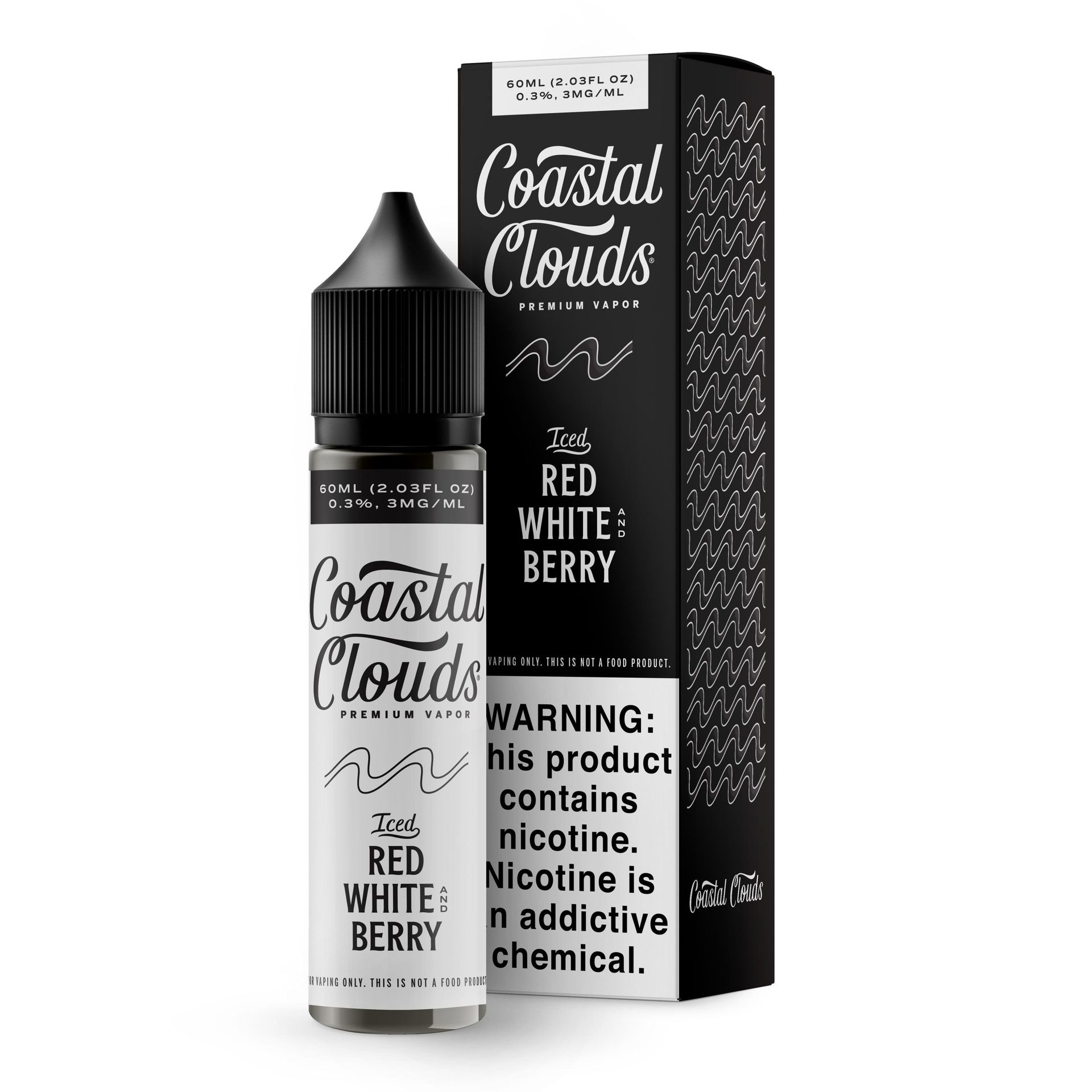Red White and Berry Iced by Coastal Clouds Series E-Liquid 60mL (Freebase) with packaging