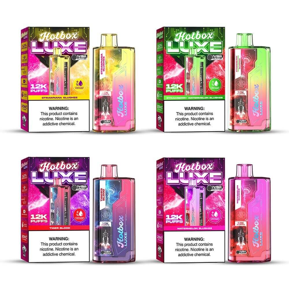 Puff HotBox Luxe Disposable 12000 puffs 20mL 50mg Group Photo