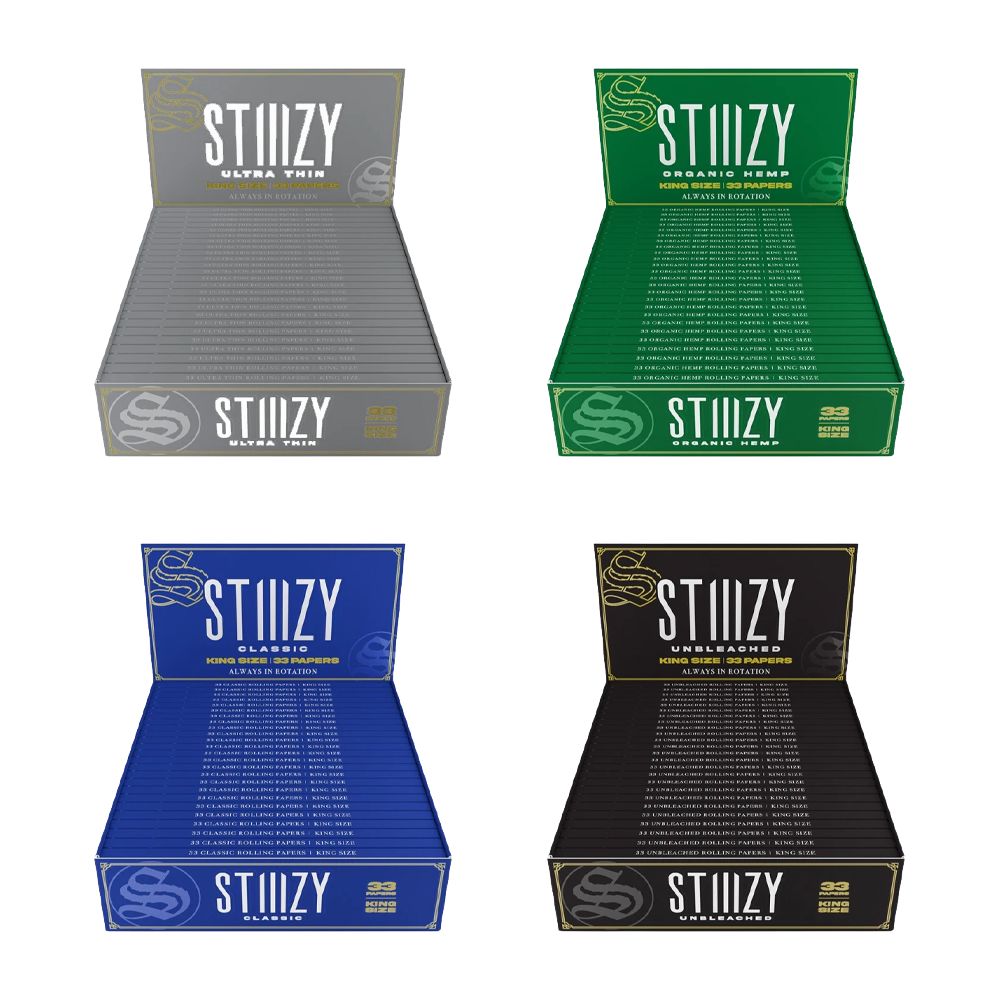 STIIIZY Premium Rolling Papers KING SIZE 33-Sheet Booklet (24pc Display) | Group Photo