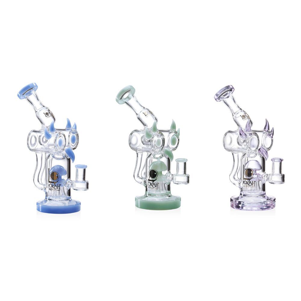 Lookah (Dab Rig) 10” Recycler Percolator Fantasy Bird Water Pipe Group Image