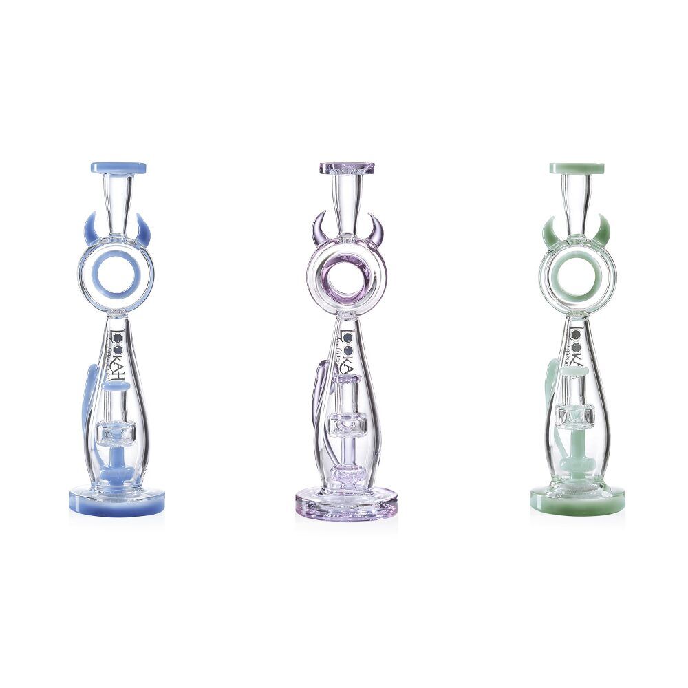 Lookah (Dab Rig) 12” Cute Percolator Elegant Cat Water Pipe Group Image