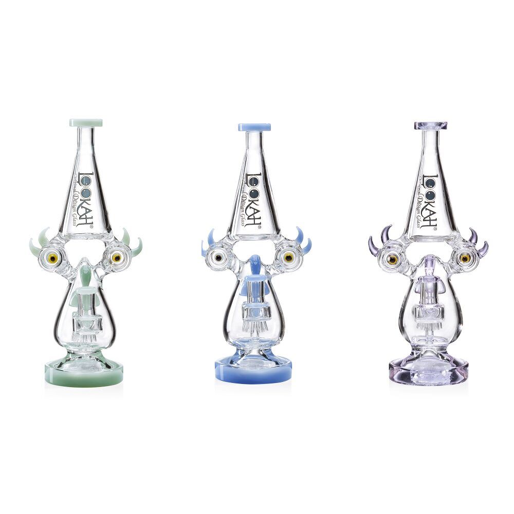 Lookah (Dab Rig) 12″ Recycler Color Rim Big Eyes Water Pipe Group Image