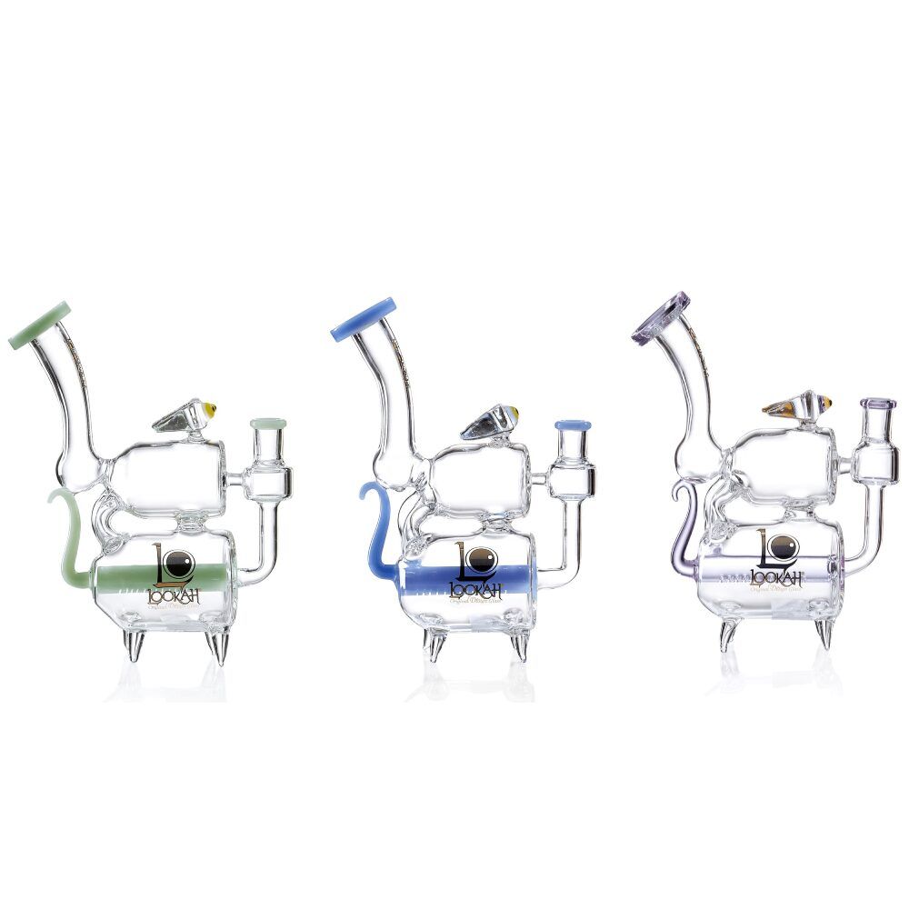 Lookah (Dab Rig) 9″ Cute Recycler Double Chamber Percolator Water Pipe Group Image