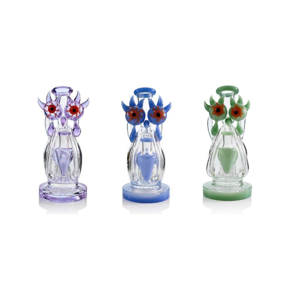 Lookah (Dab Rig) 10″ Cool Recycler Bloodshot Eyes Alien Water Pipe Group Image